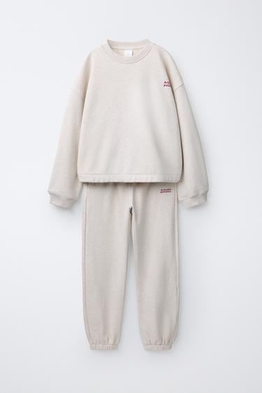 Zara Комплект из толстовки и брюк из футера с надписью
