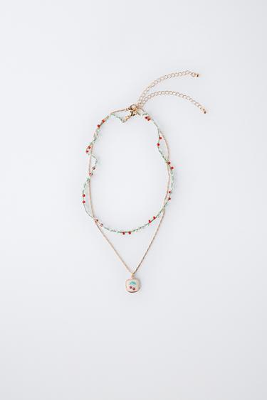 Набор из двух ожерелий с бусинами и вишенками- Заказать в России