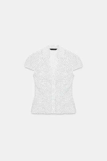 Топ из поплина с воланом