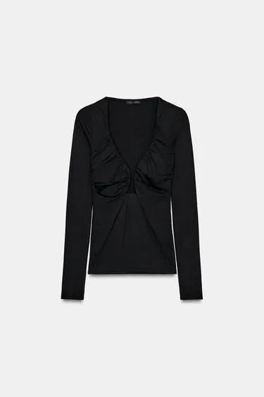 Топ из полиамида с драпировкой- Заказать в России