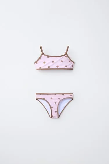 6-14 лет/ бикини в горошек с контрастными деталями- Заказать в России