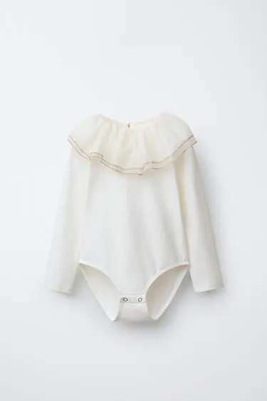 Боди с двойным воротником из тюля- Заказать в России