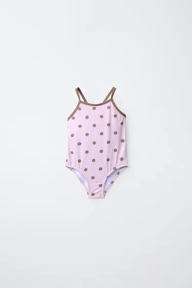 2-6 лет/купальник в горошек с контрастными деталями