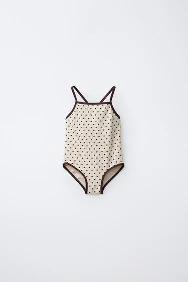 2-6 лет/купальник с текстурой и горошком