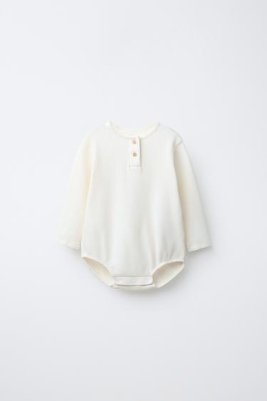 Zara Боди из рифленого трикотажа с воротником на пуговицах