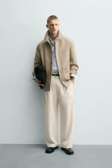 Куртка-рубашка из рельефной ткани с контрастной отстрочкой