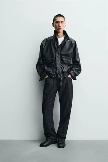 Укороченная куртка из искусственной кожи- Заказать в России