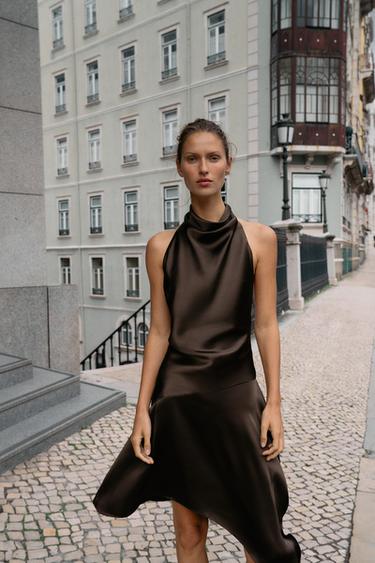 Zara Короткое асимметричное платье с бантом