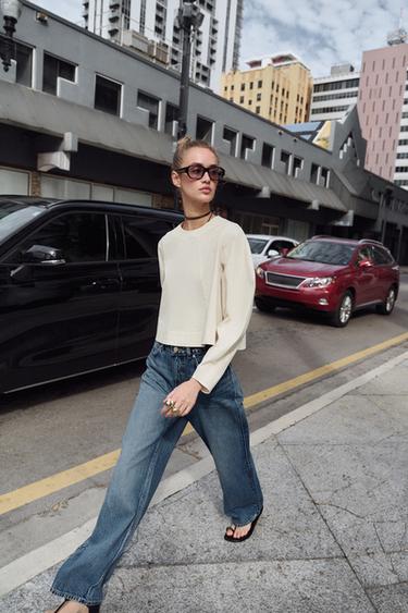 Zara Укороченный топ с объемными рукавами купить с доставкой.