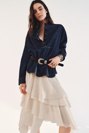 Zara Джинсовая рубашка ZW COLLECTION купить с доставкой.