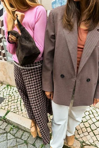 Двубортный блейзер оверсайз в клетку виши