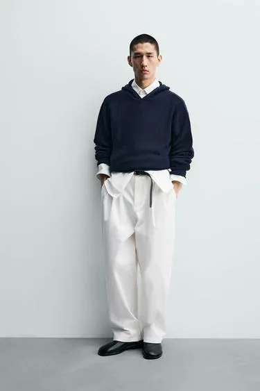 Свитер из хлопка и шерсти с капюшоном