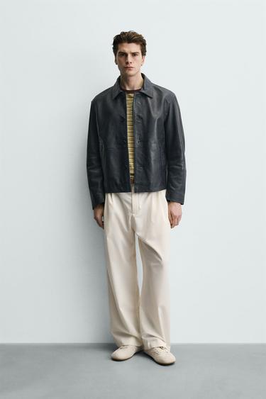 Zara Куртка свободного кроя из кожи