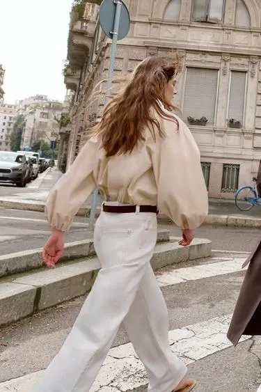 Рубашка из поплина с контрастным воротником- Заказать в России