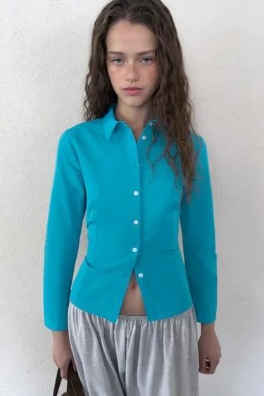 Приталенная рубашка из тафты