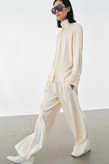 Zara Свободная рубашка из атласа — ZW COLLECTION