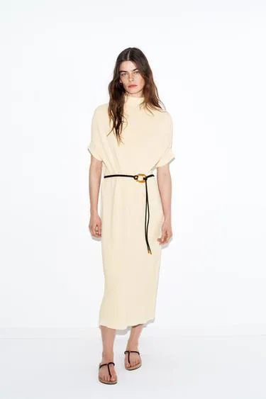 Трикотажное платье с ремнем- Заказать в России