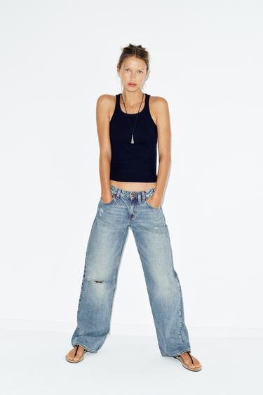 Zara Топ на бретелях в рубчик купить с доставкой.