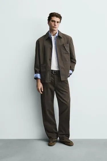 Куртка-рубашка из хлопка с контрастной подкладкой