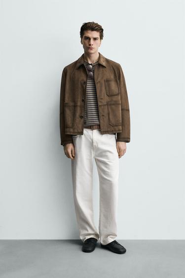 Zara Куртка-рубашка классического кроя из искусственной замши