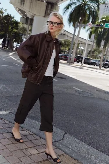 Бомбер из искусственной кожи- Заказать в России