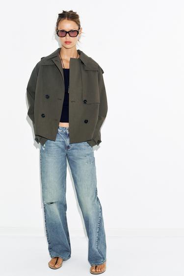 Zara Короткий тренч с капюшоном купить с доставкой.