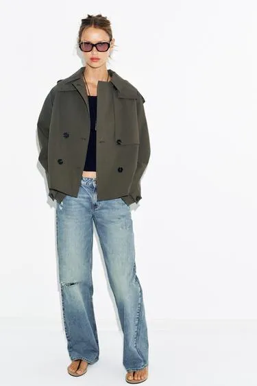 Короткий тренч с капюшоном