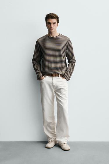 Zara Футболка в полоску с эффектом потертости