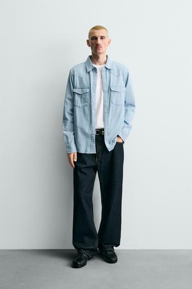 Zara Джинсовая рубашка в ковбойском стиле