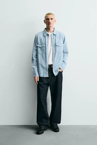 Джинсовая рубашка в ковбойском стиле- Заказать в России