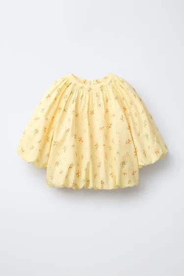 Блуза объемный рукав цветочный принт