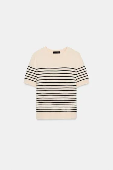 Свитер в полоску с короткими рукавами