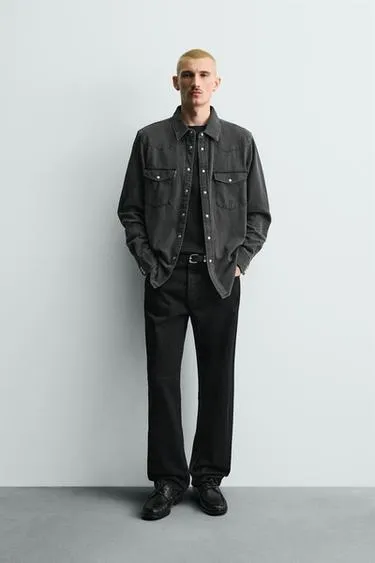 Джинсовая рубашка в ковбойском стиле