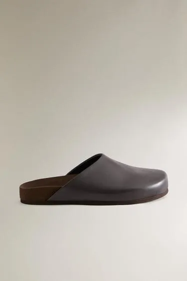 Сабо из натуральной кожи в минималистском стиле- Заказать в России