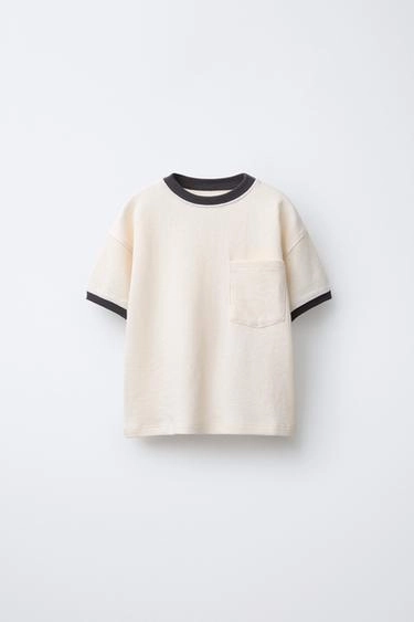 Ribbed t-shirt with pocket- Заказать в России