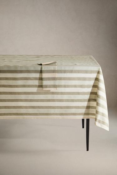 Zara Полосатый скатерть с кружевным краем купить с доставкой.