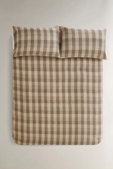 CHECKED LINEN DUVET COVER