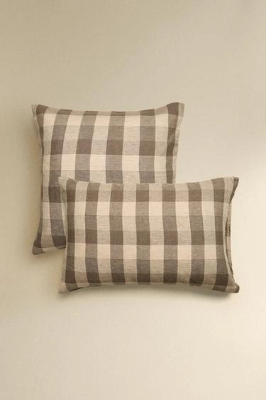 CHECKED LINEN PILLOWCASE