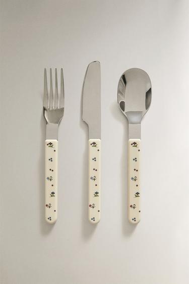 Zara Детский набор столовых приборов с цветочным дизайном