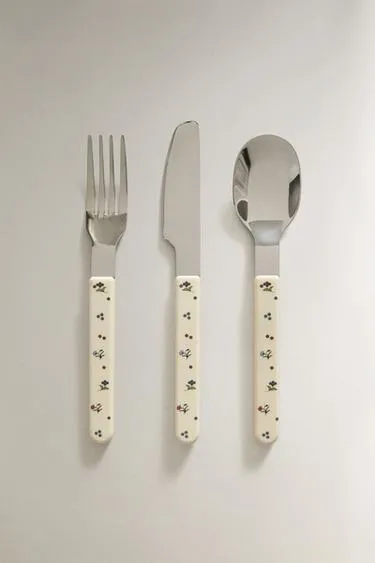 Детский набор столовых приборов с цветочным дизайном- Заказать в России