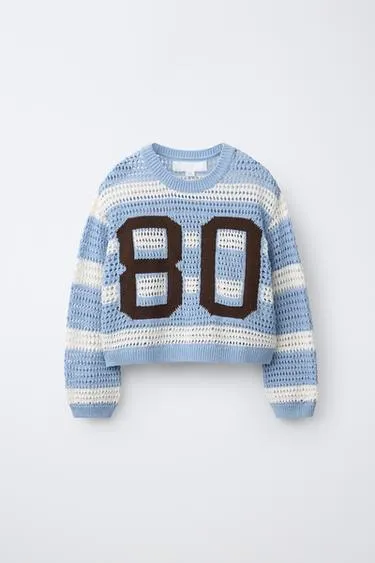 Джемпер в полоску с цифрой- Заказать в России