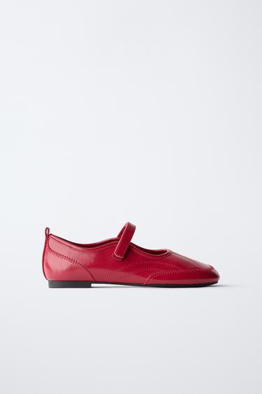 Zara Балетки из лакированной искусственной кожи