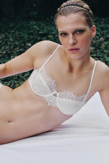 Zara Шелковый бралетт на косточках с кружевом