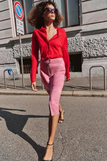 Юбка миди из искусственной замши- Заказать в России