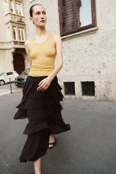 Юбка миди с воланами- Заказать в России