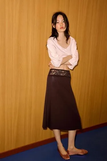 Юбка с контрастным кружевом- Заказать в России