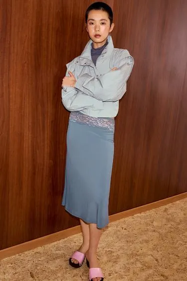 Юбка с контрастным кружевом- Заказать в России