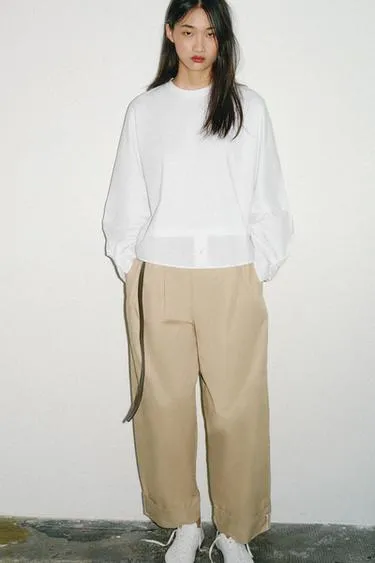 Комбинированная футболка из поплина