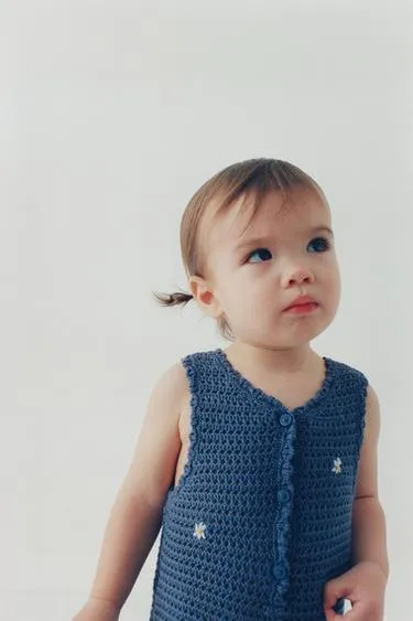 Комбинезон вязаный ажурный с вышитыми цветами- Заказать в России