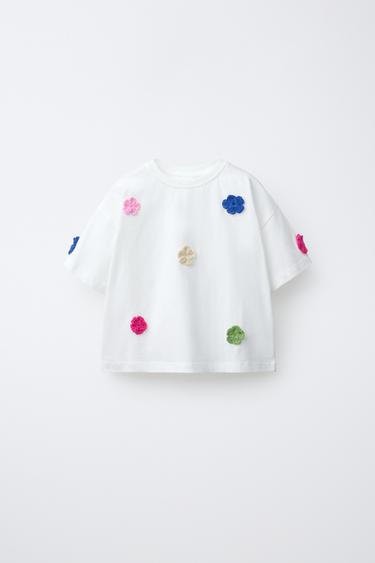 Футболка с цветочным кружевом кроше